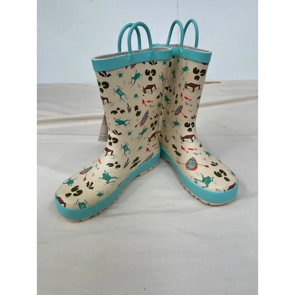 Amazon Essentials x Sofia Grainge Kids Frog Pond Print Rain Boots Size 2